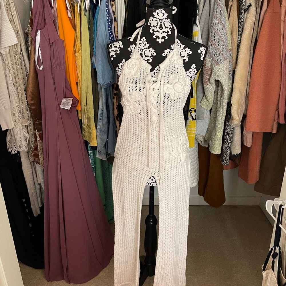 White Crochet Jumpsuit